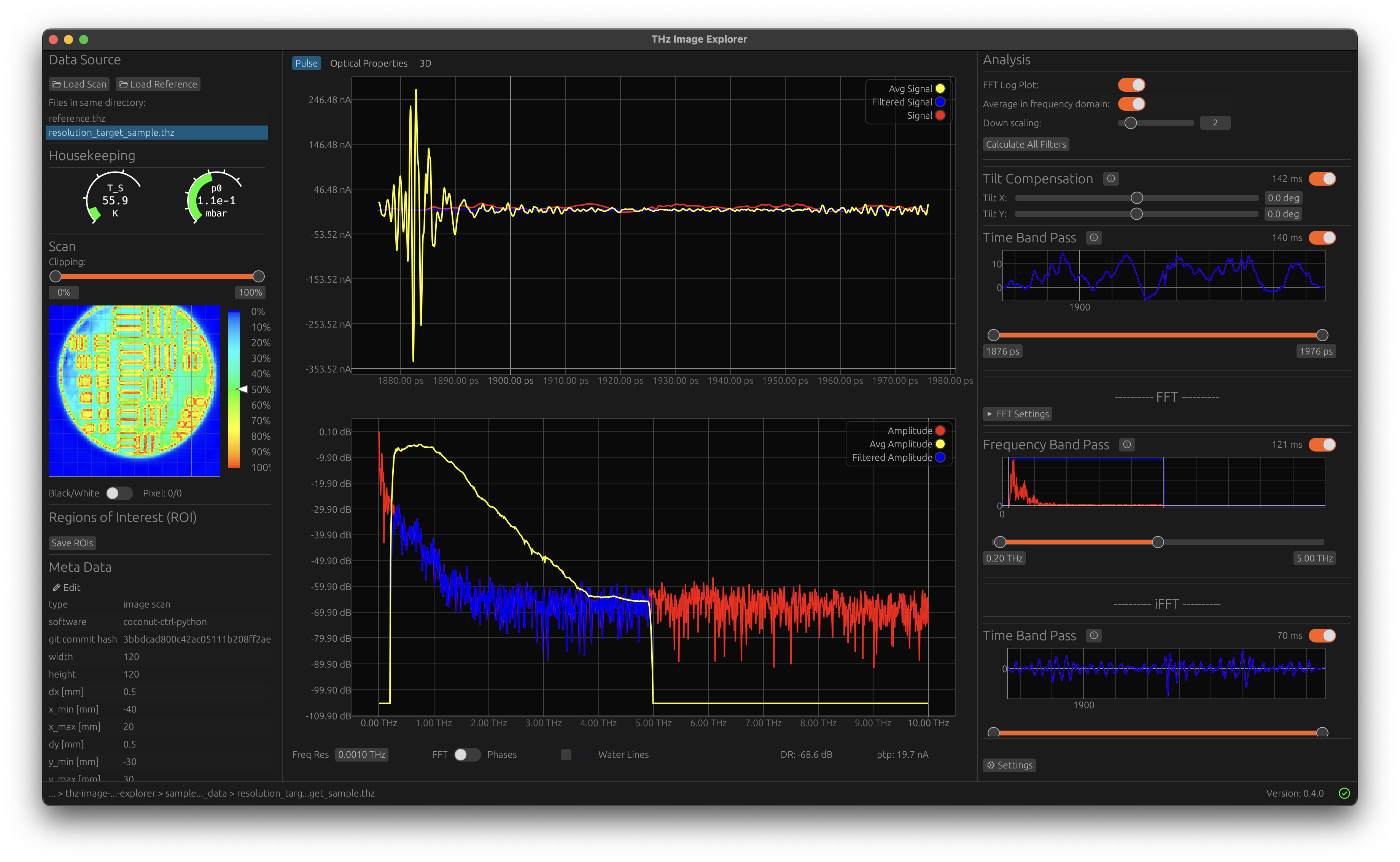 Screenshot of the THz Image Explorer software.